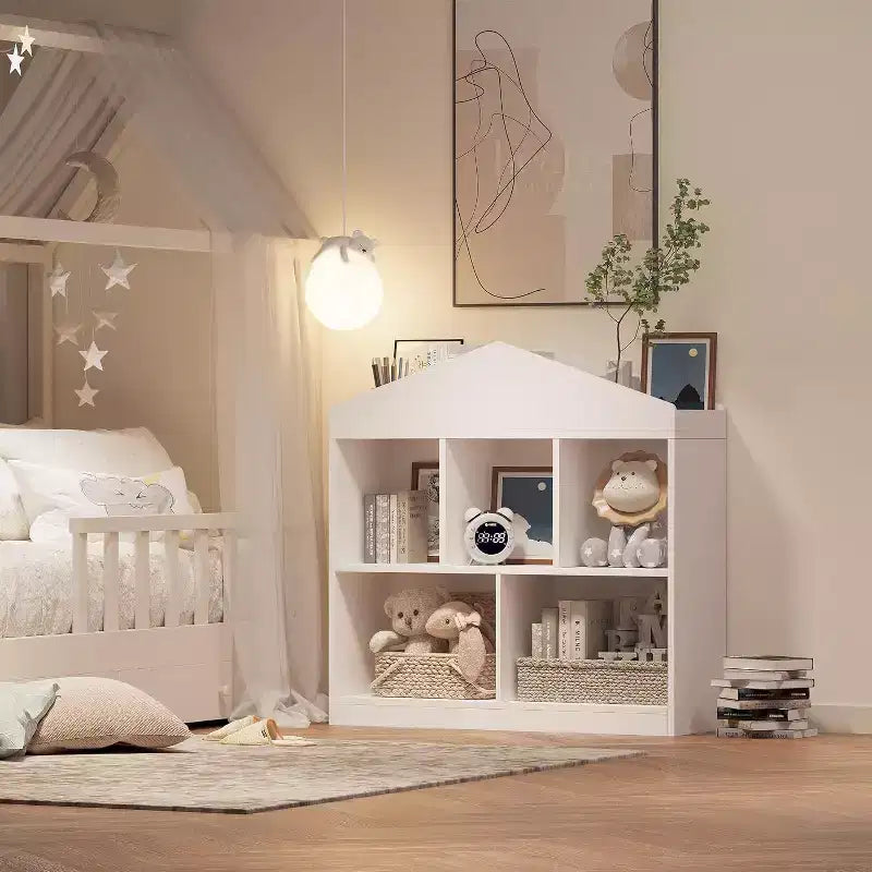 Libreria da tetto a 5 cubi bianca per bambini, utente singolo, 35x35x12 pollici