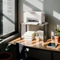 Karl Home Single-Tier Printer Stand P2 Particleboard Washed Gray Combo B 15.7x12x12.2 Inches