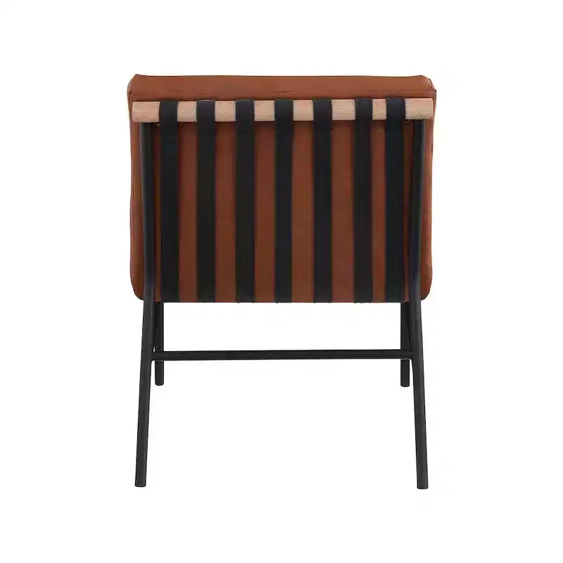 Poltroncina accent senza braccioli in similpelle nera, struttura in metallo verniciato a polvere nero – 1 posto