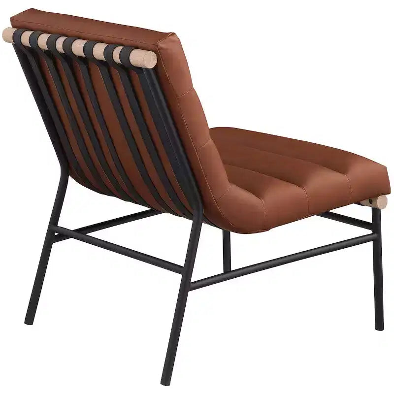Poltroncina accent senza braccioli in similpelle nera, struttura in metallo verniciato a polvere nero – 1 posto