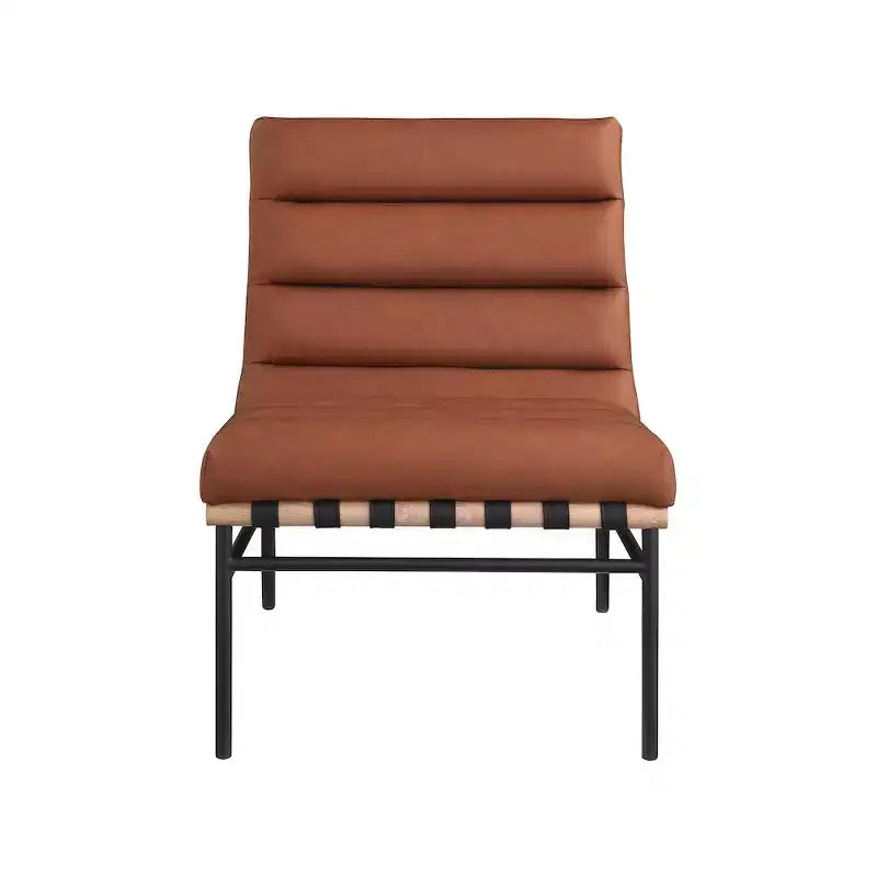Poltroncina accent senza braccioli in similpelle nera, struttura in metallo verniciato a polvere nero – 1 posto