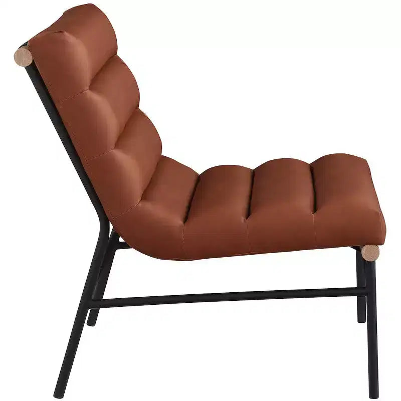 Poltroncina accent senza braccioli in similpelle nera, struttura in metallo verniciato a polvere nero – 1 posto