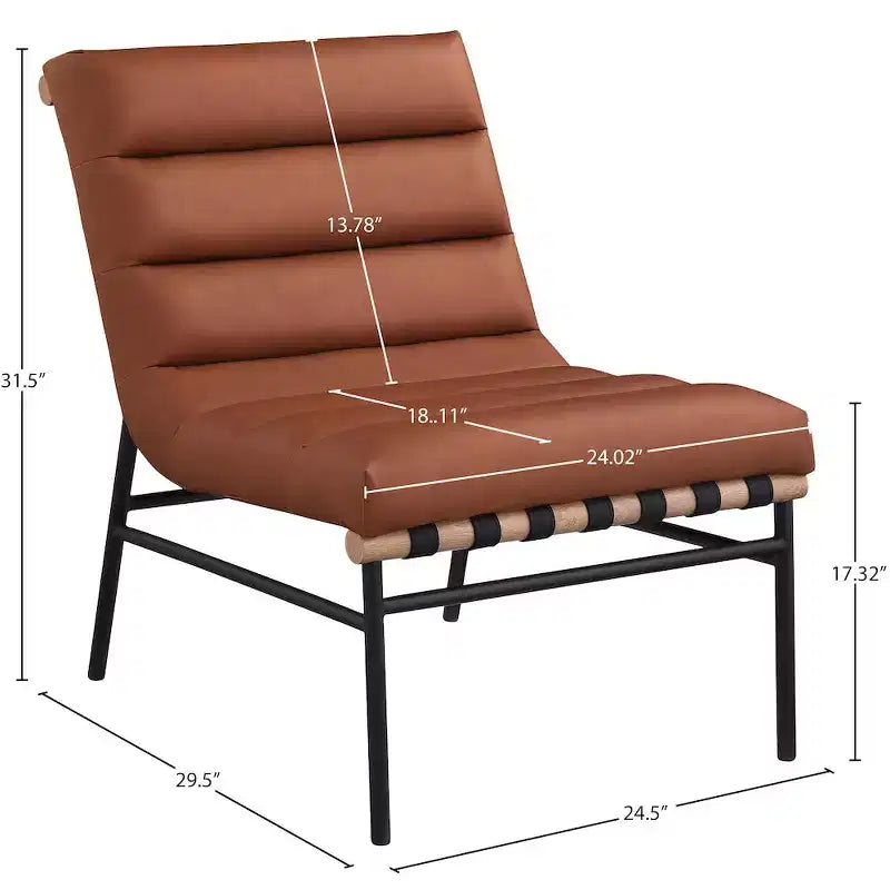 Poltroncina accent senza braccioli in similpelle nera, struttura in metallo verniciato a polvere nero – 1 posto