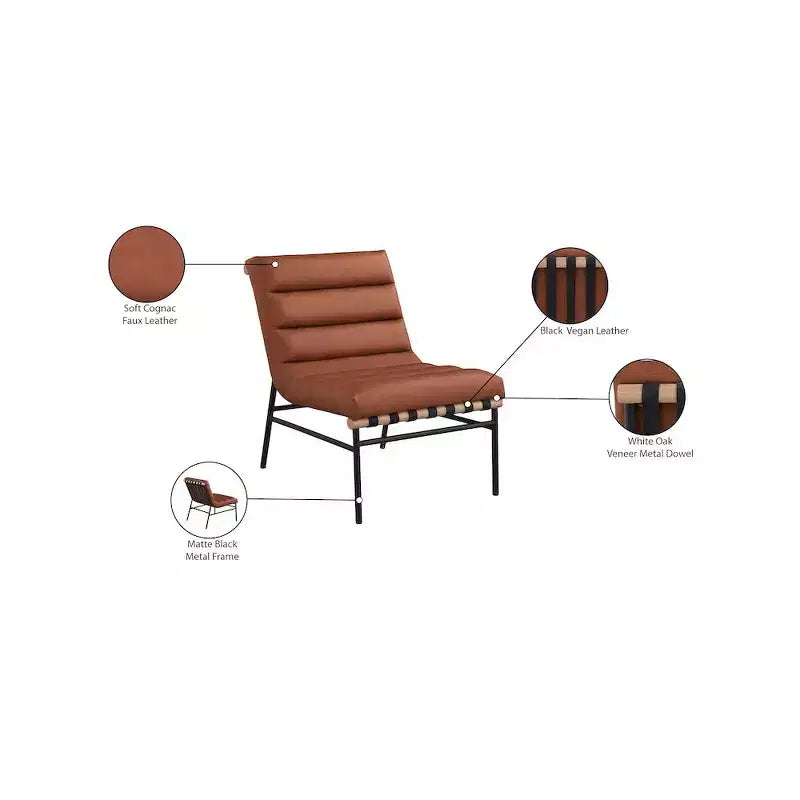 Poltroncina accent senza braccioli in similpelle nera, struttura in metallo verniciato a polvere nero – 1 posto