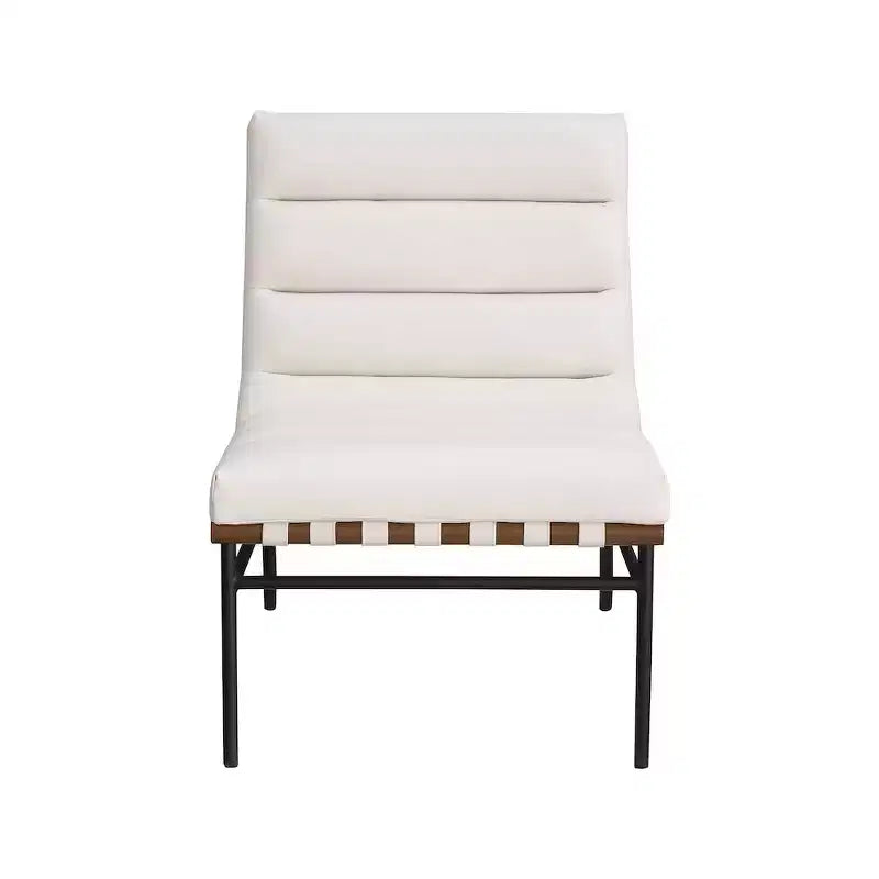 Poltroncina accent senza braccioli in similpelle nera, struttura in metallo verniciato a polvere nero – 1 posto