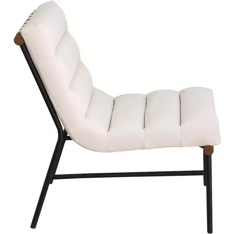 Poltroncina accent senza braccioli in similpelle nera, struttura in metallo verniciato a polvere nero – 1 posto