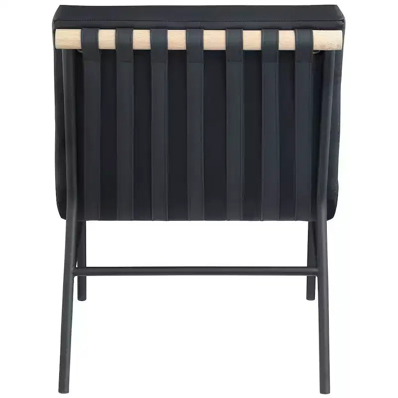 Poltroncina accent senza braccioli in similpelle nera, struttura in metallo verniciato a polvere nero – 1 posto