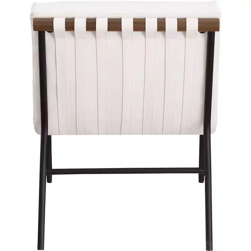 Poltroncina accent senza braccioli in similpelle nera, struttura in metallo verniciato a polvere nero – 1 posto