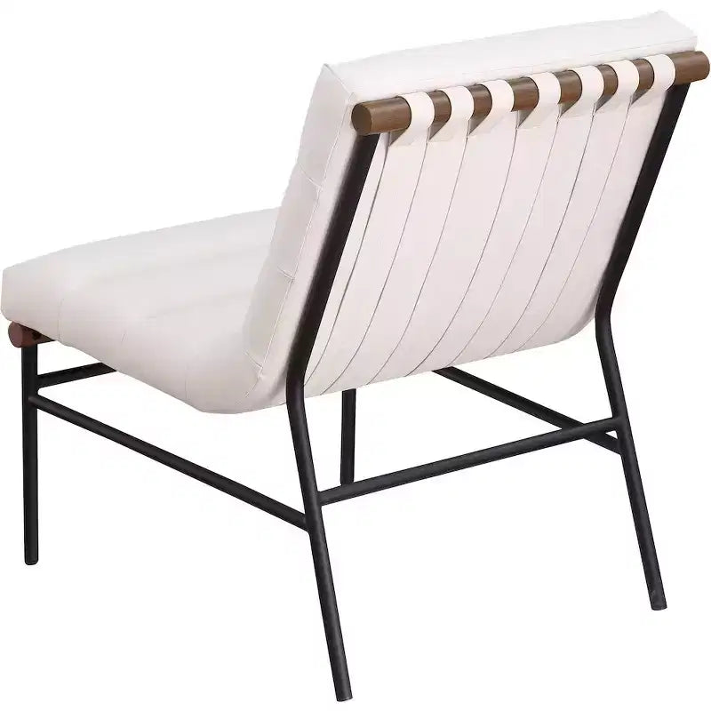 Poltroncina accent senza braccioli in similpelle nera, struttura in metallo verniciato a polvere nero – 1 posto