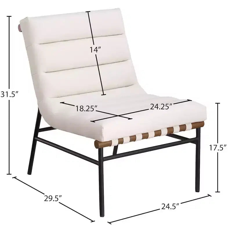 Poltroncina accent senza braccioli in similpelle nera, struttura in metallo verniciato a polvere nero – 1 posto