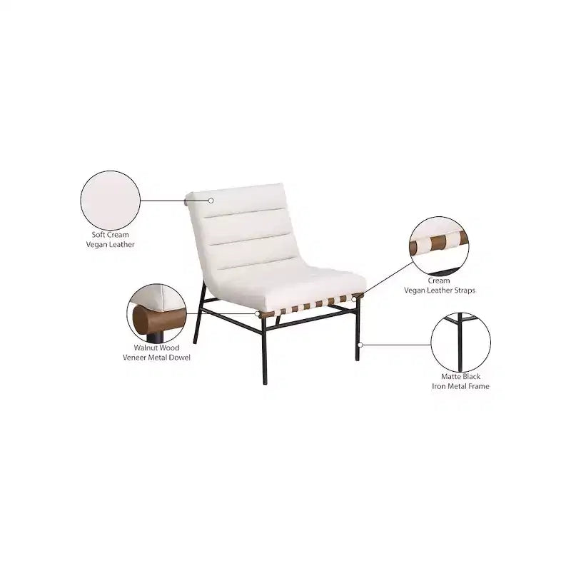 Poltroncina accent senza braccioli in similpelle nera, struttura in metallo verniciato a polvere nero – 1 posto