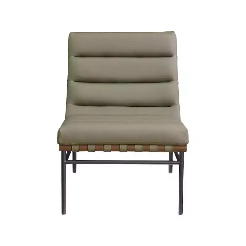 Poltroncina accent senza braccioli in similpelle nera, struttura in metallo verniciato a polvere nero – 1 posto