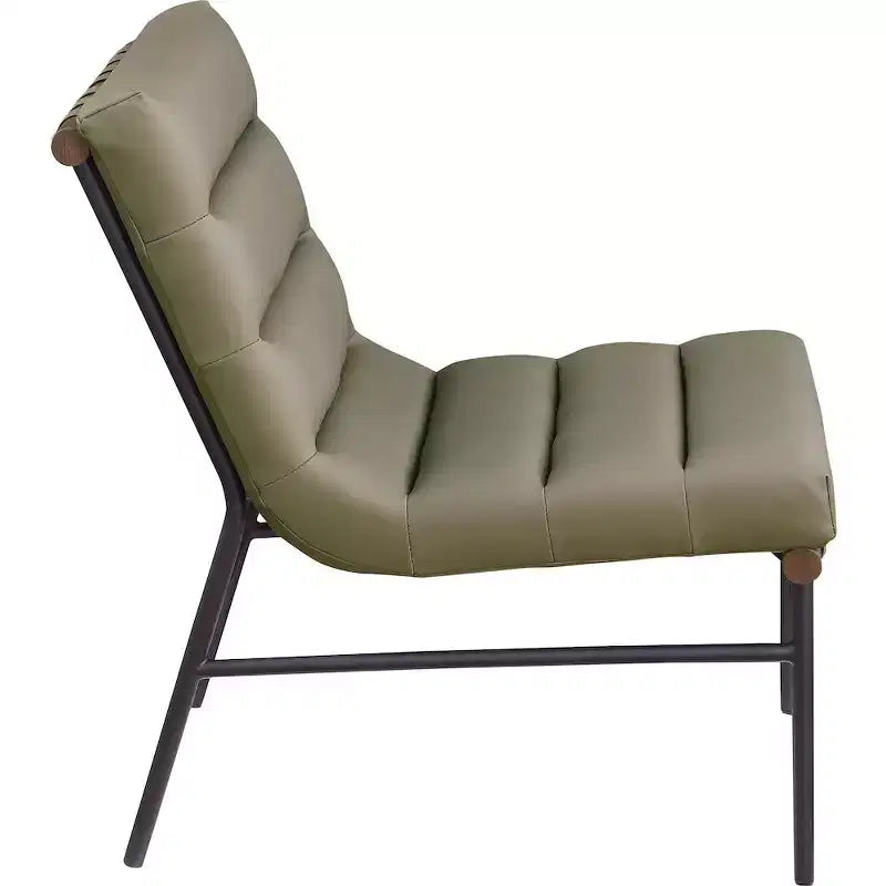Poltroncina accent senza braccioli in similpelle nera, struttura in metallo verniciato a polvere nero – 1 posto