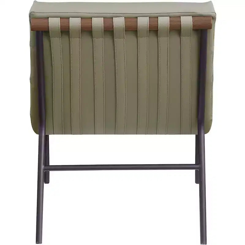 Poltroncina accent senza braccioli in similpelle nera, struttura in metallo verniciato a polvere nero – 1 posto