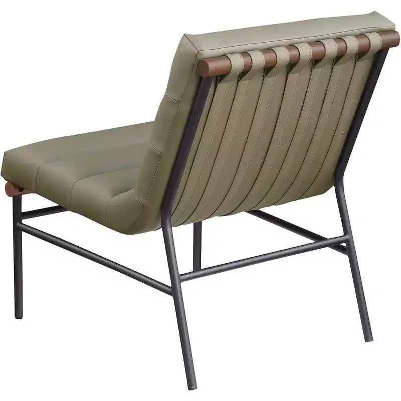 Poltroncina accent senza braccioli in similpelle nera, struttura in metallo verniciato a polvere nero – 1 posto