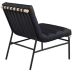 Poltroncina accent senza braccioli in similpelle nera, struttura in metallo verniciato a polvere nero – 1 posto