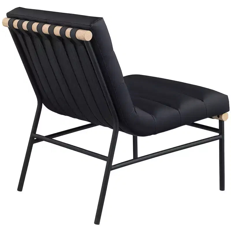 Poltroncina accent senza braccioli in similpelle nera, struttura in metallo verniciato a polvere nero – 1 posto