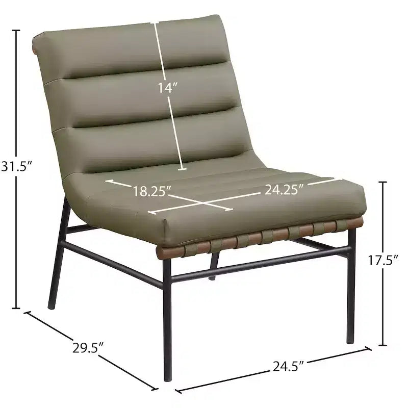 Poltroncina accent senza braccioli in similpelle nera, struttura in metallo verniciato a polvere nero – 1 posto