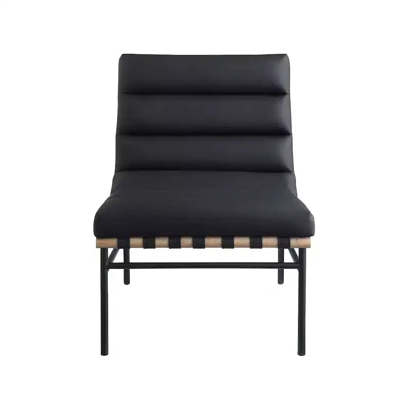 Poltroncina accent senza braccioli in similpelle nera, struttura in metallo verniciato a polvere nero – 1 posto