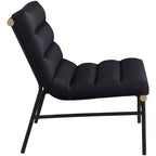Poltroncina accent senza braccioli in similpelle nera, struttura in metallo verniciato a polvere nero – 1 posto