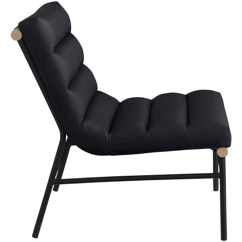 Poltroncina accent senza braccioli in similpelle nera, struttura in metallo verniciato a polvere nero – 1 posto