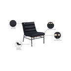 Poltroncina accent senza braccioli in similpelle nera, struttura in metallo verniciato a polvere nero – 1 posto