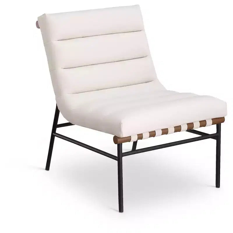 Poltroncina accent senza braccioli in similpelle nera, struttura in metallo verniciato a polvere nero – 1 posto