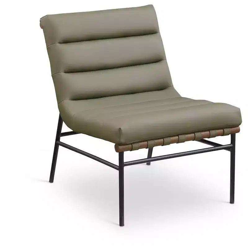 Poltroncina accent senza braccioli in similpelle nera, struttura in metallo verniciato a polvere nero – 1 posto