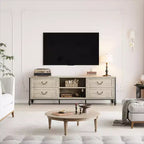 Mobile Porta TV Mid-Century Grigio Rustico con 4 Cassetti, Adatto per TV fino a 70", per Soggiorno da 1-2 Persone