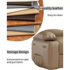 Poltrona reclinabile manuale in similpelle PU beige/marrone/grigia/kaki/retrò, con portabicchieri e tasche laterali, monoposto