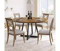 COZONY 47 Industrial Round Dining Table for 4, Rustic Brown Wooden Top with Metal Base, Modern Kitchen & Dining Room Table, No Chairs