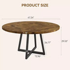 Tavolo da pranzo rotondo grigio per 4 persone, piano in MDF da 119 cm con base a croce in metallo nero
