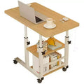 Height Adjustable Table Mobile Laptop Shaped End Table with Wheels, Couch Side Table with Storage Drawer for Living Room Bedroom