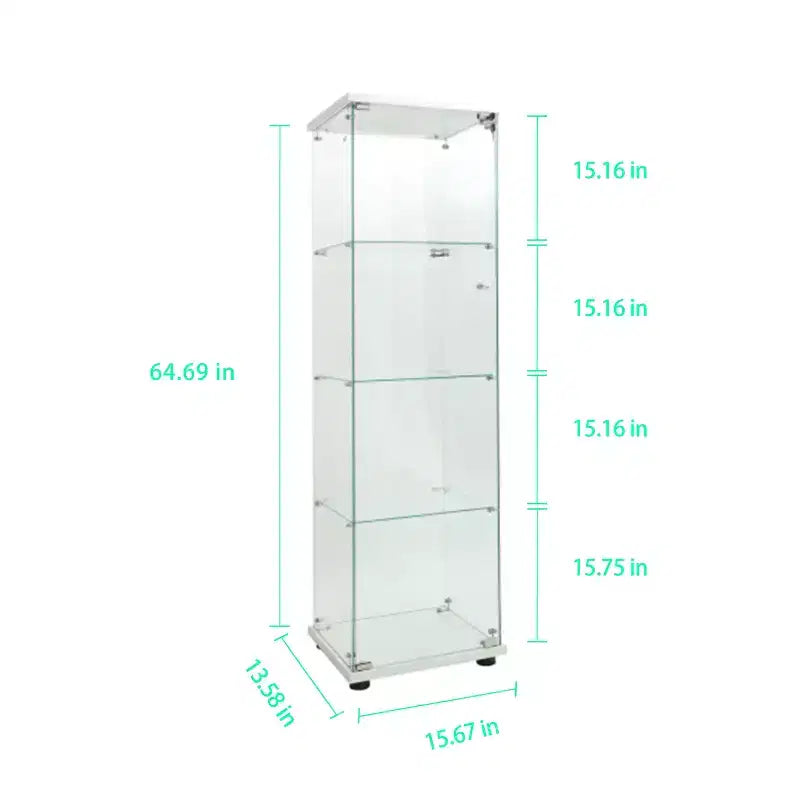 Mobiletto da terra in vetro temperato bianco con LED a cambio colore, rotelle bloccabili – Montaggio da 1 persona