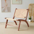 Poltrona Boho d'Appoggio, Ambra Chiaro-Beige, Senza Braccioli Schienale Basso, Posti a Sedere 1