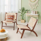 Poltrona Boho d'Appoggio, Ambra Chiaro-Beige, Senza Braccioli Schienale Basso, Posti a Sedere 1