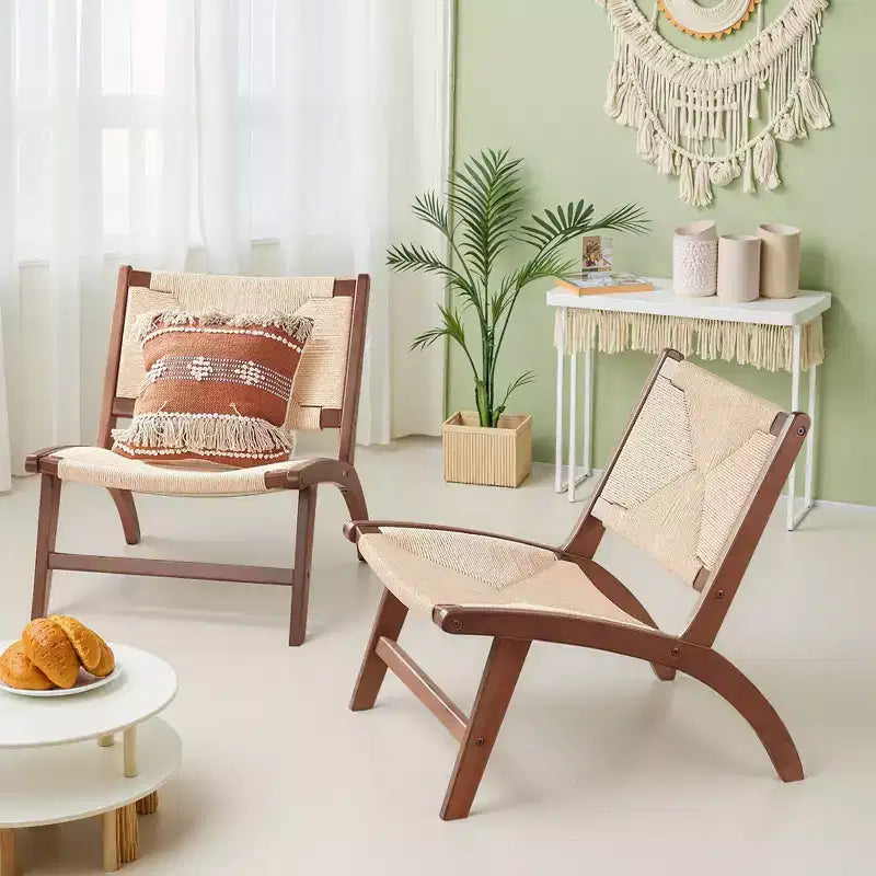 Poltrona Boho d'Appoggio, Ambra Chiaro-Beige, Senza Braccioli Schienale Basso, Posti a Sedere 1