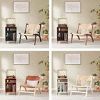 Poltrona Boho d'Appoggio, Ambra Chiaro-Beige, Senza Braccioli Schienale Basso, Posti a Sedere 1