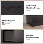 Cassettiera Nera a 4 Cassetti con Maniglie Integrate, Mobile Contenitore in Legno MDF