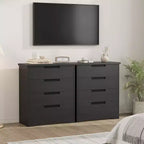 Cassettiera Nera a 4 Cassetti con Maniglie Integrate, Mobile Contenitore in Legno MDF