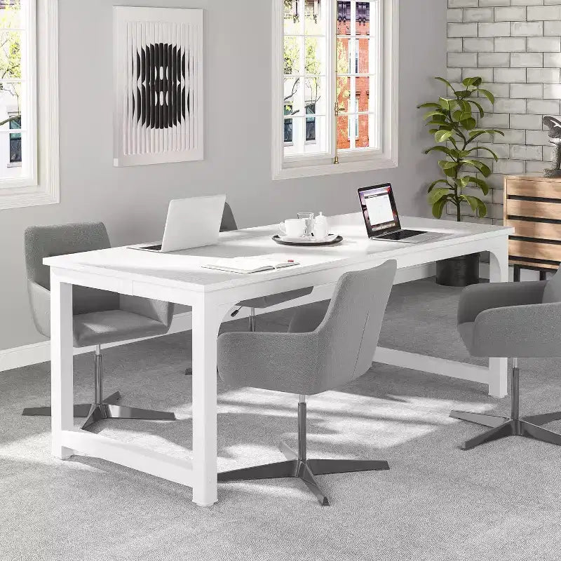 Marrone / Marrone+Nero / Grigio / Grigio+Nero / Bianco – Scrivania direzionale moderna grande, 3-4 posti