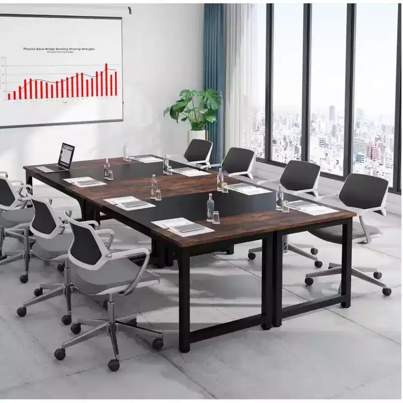Marrone / Marrone+Nero / Grigio / Grigio+Nero / Bianco – Scrivania direzionale moderna grande, 3-4 posti