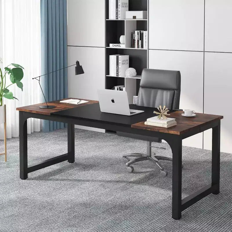 Marrone / Marrone+Nero / Grigio / Grigio+Nero / Bianco – Scrivania direzionale moderna grande, 3-4 posti