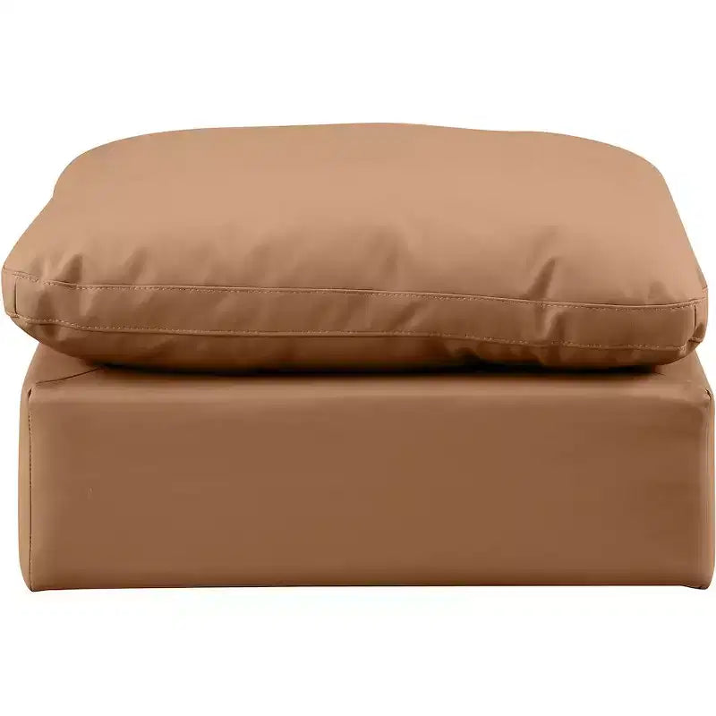 Pouf quadrato in pelle vegana nera, gambe color espresso – Posti a sedere: 1