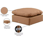 Pouf quadrato in pelle vegana nera, gambe color espresso – Posti a sedere: 1