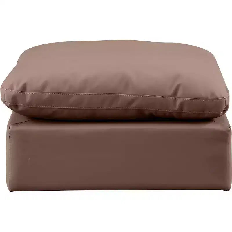 Pouf quadrato in pelle vegana nera, gambe color espresso – Posti a sedere: 1