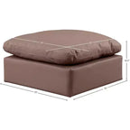 Pouf quadrato in pelle vegana nera, gambe color espresso – Posti a sedere: 1
