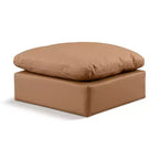 Pouf quadrato in pelle vegana nera, gambe color espresso – Posti a sedere: 1