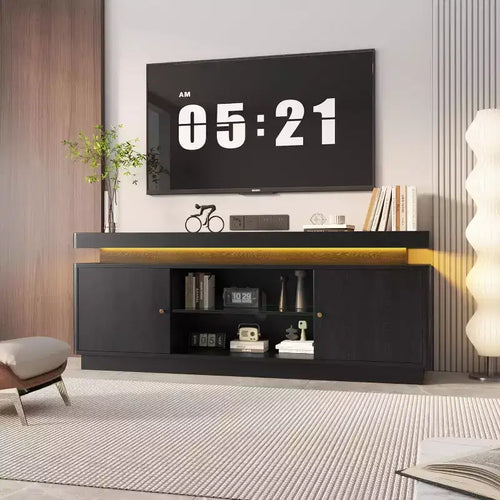 Mobile Porta TV 63" – Nero / Noce, Stile Moderno, Adatto per TV fino a 65"