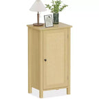 Comodino con anta in rattan nero/beige, comodino singolo con armadietto contenitore